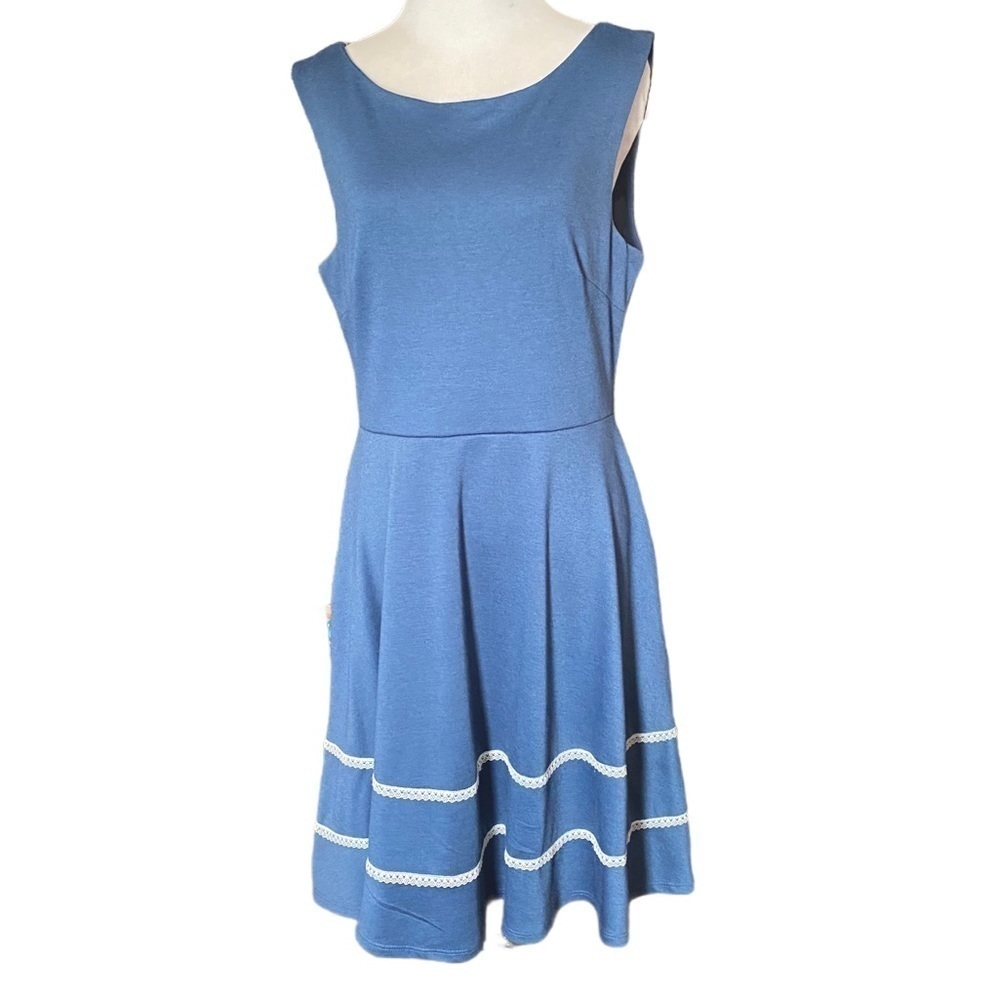 Blue & White Coquette Sleeveless Dress SZ XL
